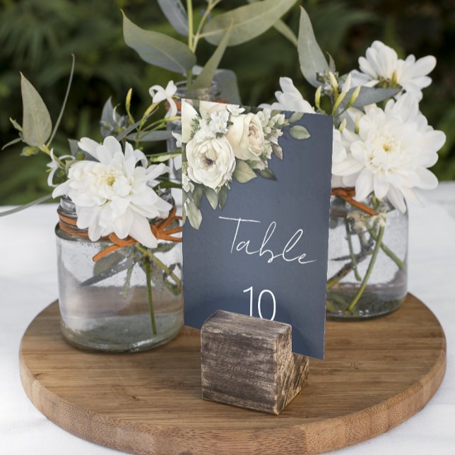 Boho Dusty Blue Vintage Roses Wedding Table Number (Creator Uploaded)