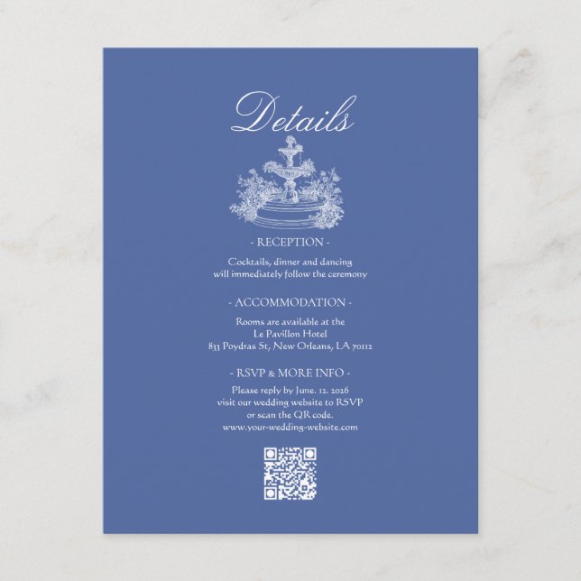 Boho Dusty Blue Wedding Detail Enclosure Card (Front)