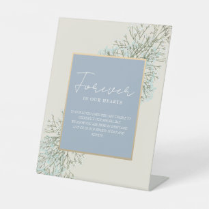 Boho Dusty Blue Wedding Memorial Pedestal Sign