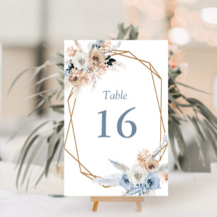boho dusty blue wedding table number