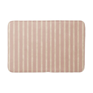 Boho Dusty Blush Pink and Cream Stripes Bath Mat