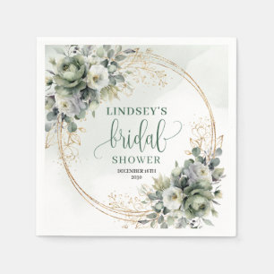 Boho Dusty Green Eucalyptus Bridal Shower Party Napkin