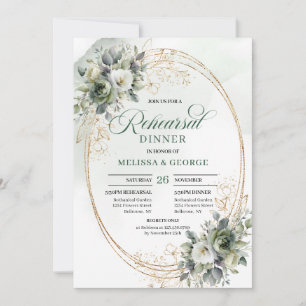 Boho Dusty Green Eucalyptus Rehearsal Dinner  Invitation