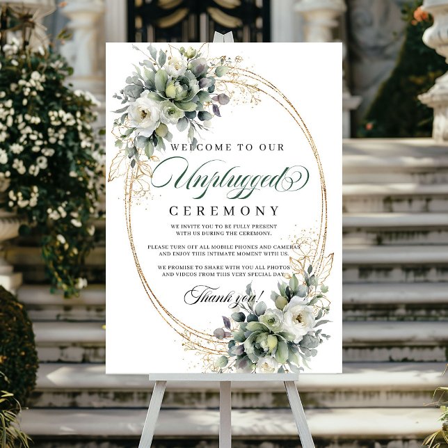 Boho Dusty Green Unplugged Ceremony Poster (Boho Dusty Green Unplugged Ceremony Poster)