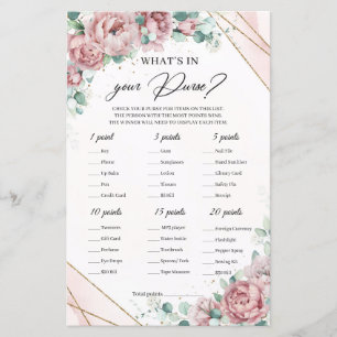 Boho dusty pink floral What is in Your Purse Game