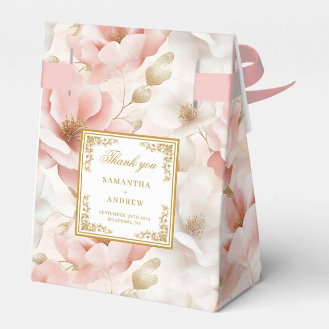 Boho Dusty Pink Gold Floral Wedding Favour Box (Boho Dusty Pink Gold Floral Wedding Favor Box)