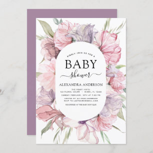 Boho Dusty Pink Purple Baby Shower Invitation