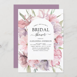 Boho Dusty Pink Purple Bridal Shower Invitation