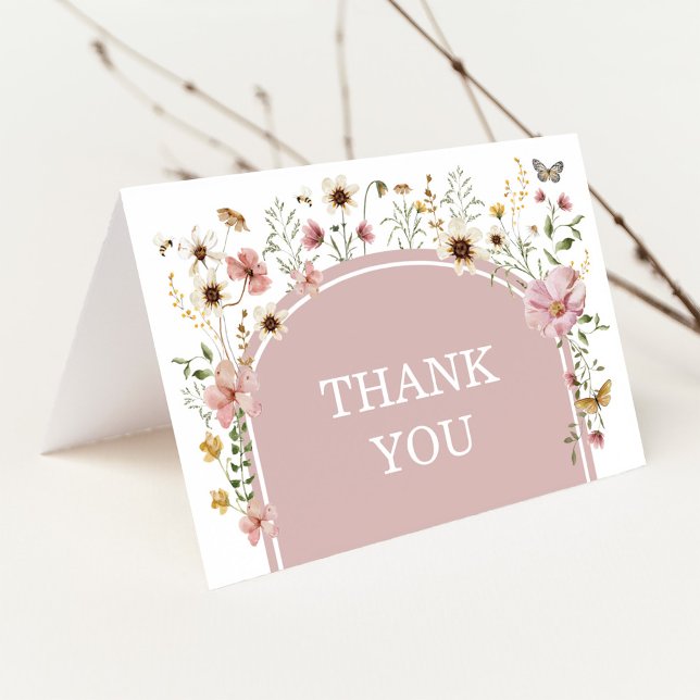 Boho Dusty Pink Wildflower Baby in Bloom Thank You (Creator Uploaded)