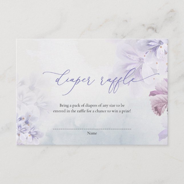 Boho Dusty purple spring flowers diaper raffle Enclosure Card (Front)