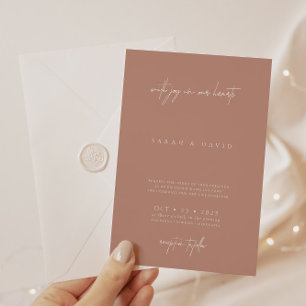 Boho Dusty Rose Blush Pink Minimalist Wedding Invitation