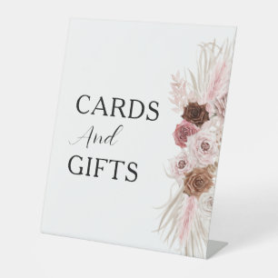 boho dusty rose floral baptism cards & gifts sign