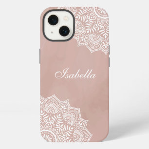 Boho Dusty Rose Mandala Custom Name iPhone 13 Case