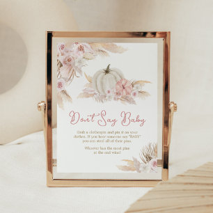 Boho Dusty Rose Pumpkin Don't Say Baby Poster