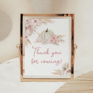 Boho Dusty Rose Pumpkin Thank you for Coming Poster