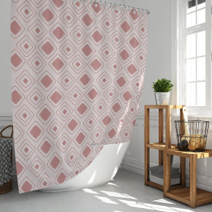 Boho Dusty Rose Tribal Geometric Aztec Pattern Shower Curtain