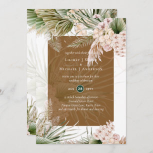 BOHO Earth Colour Pampas Grass Wedding Invitation