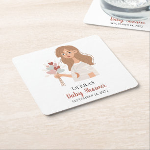 Boho earth mother bouquet of hearts customise  square paper coaster