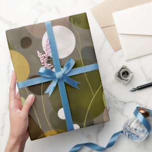 Boho Earth Olive Brown Organic Abstract Pattern Wrapping Paper