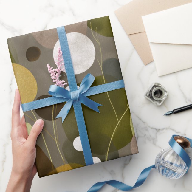 Boho Earth Olive Brown Organic Abstract Pattern Wrapping Paper (Gifting)