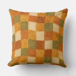 Boho Earth Tone Chequered Pattern Cushion