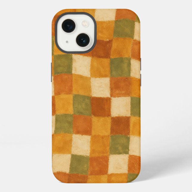 Boho Earth Tone Chequered Pattern iPhone Case (Back)