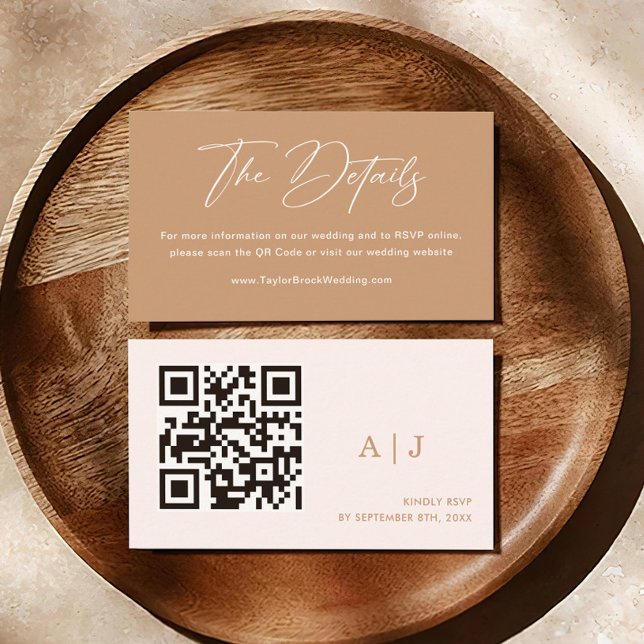 Boho Earth Tone Details Wedding Qr code Enclosure Card (Creator Uploaded)