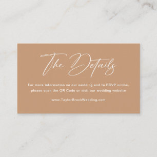 Boho Earth Tone Details Wedding Qr code Enclosure Card