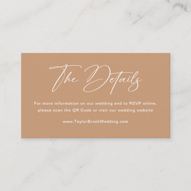 Boho Earth Tone Details Wedding Qr code Enclosure Card (Front)
