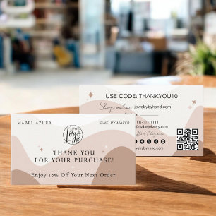 Boho earth tone Jewellery maker Qr logo Discount Card