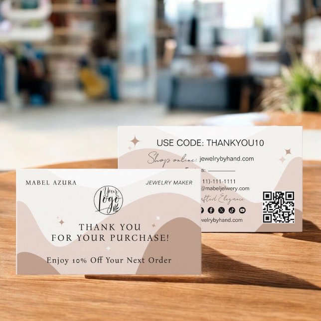 Boho earth tone Jewellery maker Qr logo Discount Card (Boho earth tone Jewelry maker Qr logo Discount Card)