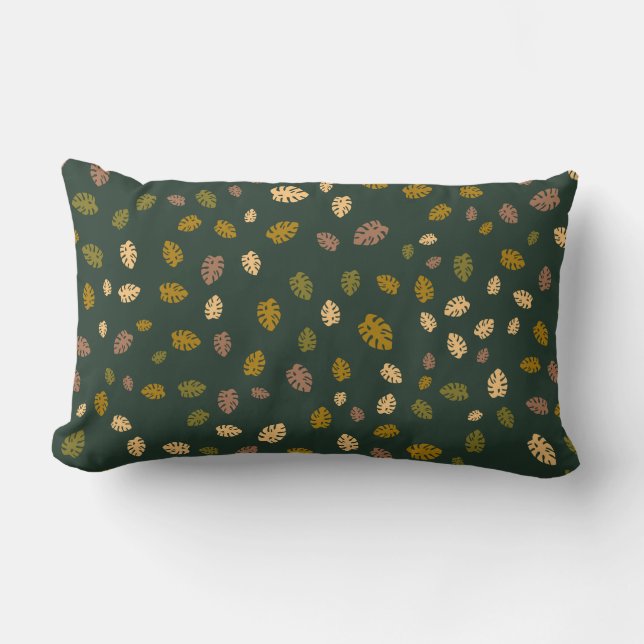 Boho Earth Tone Leaves Throw Pillow (Front)