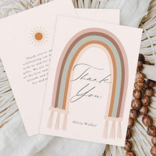 Boho Earth Tone Rainbow Baby Shower Thank You Card