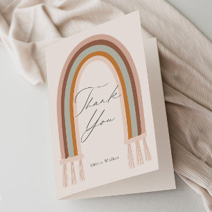 Boho Earth Tone Rainbow Baby Shower Thank You Card