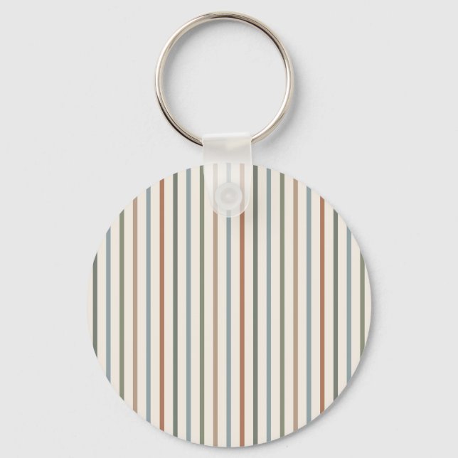 Boho Earth Tone Vertical Stripes Minimalist Patter Key Ring (Front)
