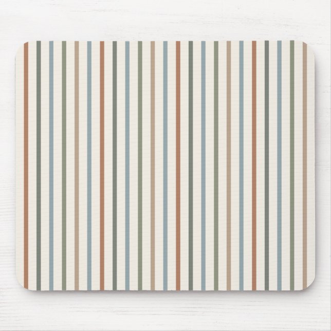 Boho Earth Tone Vertical Stripes Minimalist Patter Mouse Pad (Front)