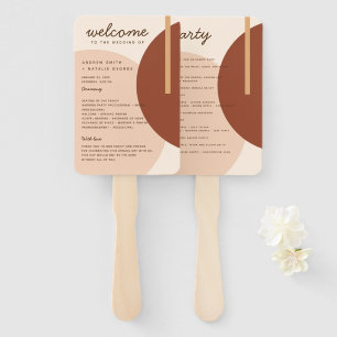 Boho Earth-toned Abstract Circles Wedding Program Hand Fan