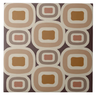 Boho Earth Tones Abstract Shapes Ceramic Tile