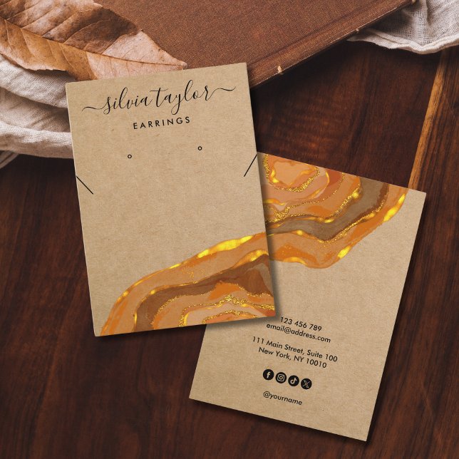 Boho Earth Tones Calligraphy Jewellery Display Business Card (Creator Uploaded)