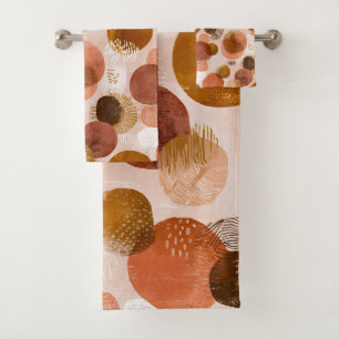 Boho Earth Tones Terracotta Abstract Pattern Bath Towel Set