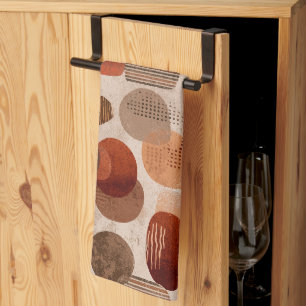 Boho Earth Tones Terracotta Abstract Pattern Tea Towel