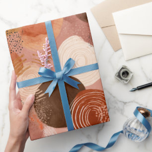 Boho Earth Tones Terracotta Abstract Pattern Wrapping Paper