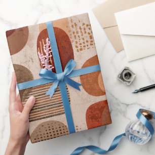 Boho Earth Tones Terracotta Abstract Pattern Wrapping Paper