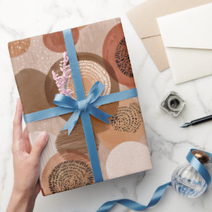 Boho Earth Tones Terracotta Geometric Pattern Wrapping Paper