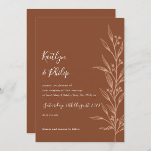 Boho Earthy Botanical Elegant Ivory  Invitation