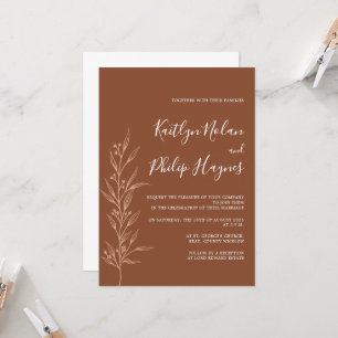 Boho Earthy Botanical Elegant Ivory  Invitation