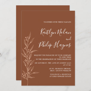Boho Earthy Botanical Elegant Ivory  Invitation