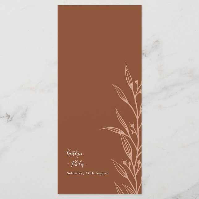 Boho Earthy Botanical Elegant Ivory Wedding Menu (Front)