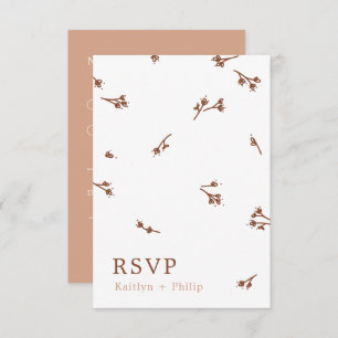 Boho Earthy Botanical Elegant Ivory Wedding White RSVP Card