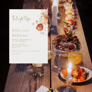 Boho Earthy Floral The Night Before Invitation